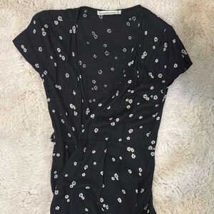 Abercrombie and Fitch Black Wrap Midi Dress